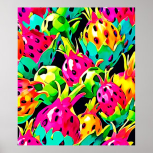 Poster Fruit de dragon motif vif