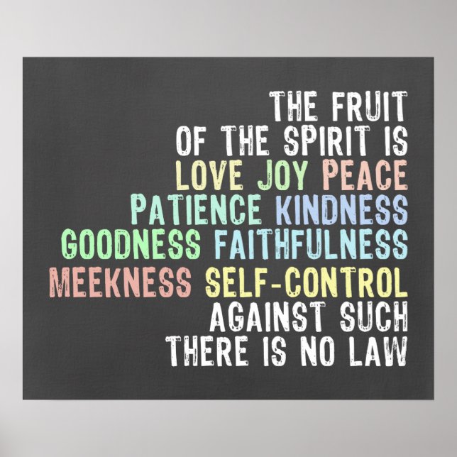 Poster Fruit de l'Esprit Chalkboard Look Bible Verse (Devant)