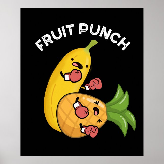Poster Fruit Punch Drôle Boisson Pun Dark BG (Devant)