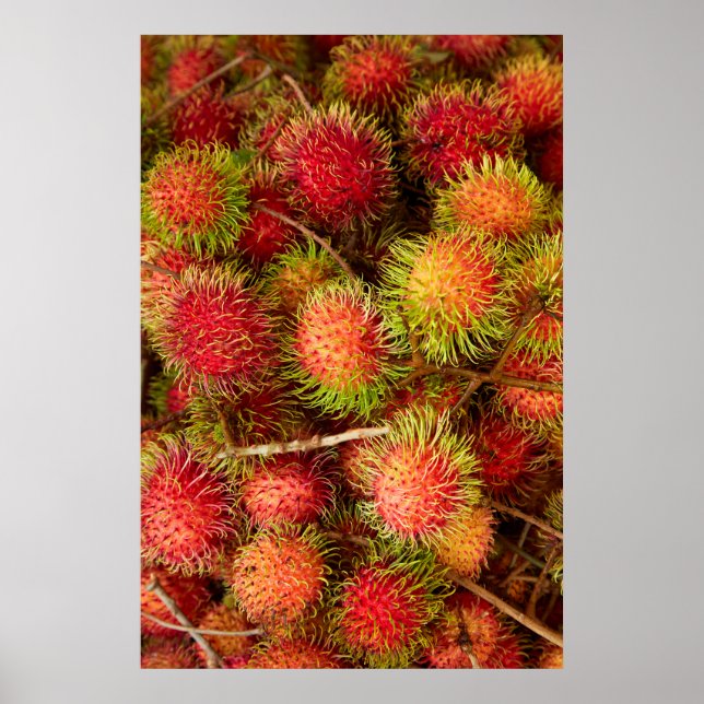 Poster Fruit Rambutan au marché Can Duoc (Devant)