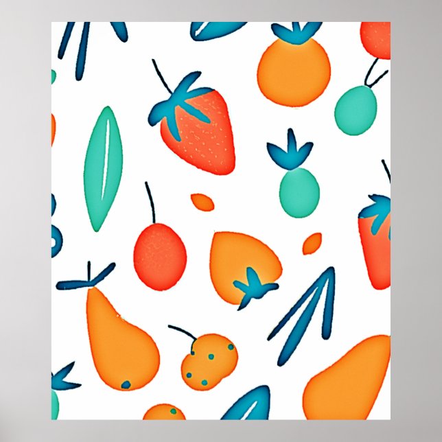 Poster Fruit Whimsy : Motif joueur (Devant)