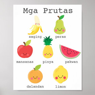 Poster Fruits dans l'affiche d'apprentissage pour enfants