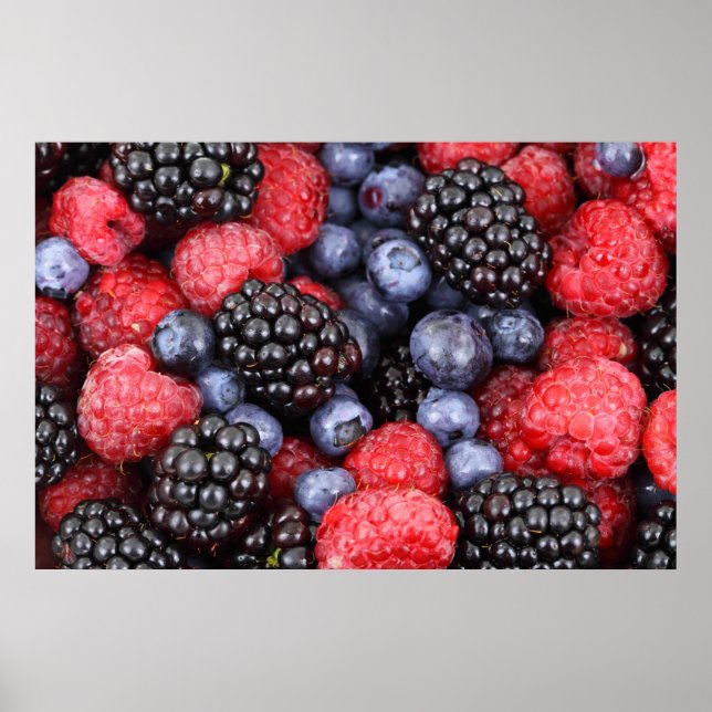 Poster Fruits de fruits de baies juteux et mûrs Medley (Devant)