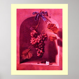 Poster FRUITS DE SAISON -PROSPÉRITÉ rose antique rouge cr