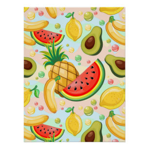Poster Fruits d'été frais Motif