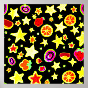 Poster Fruits d'étoile Motif éclatant couleur
