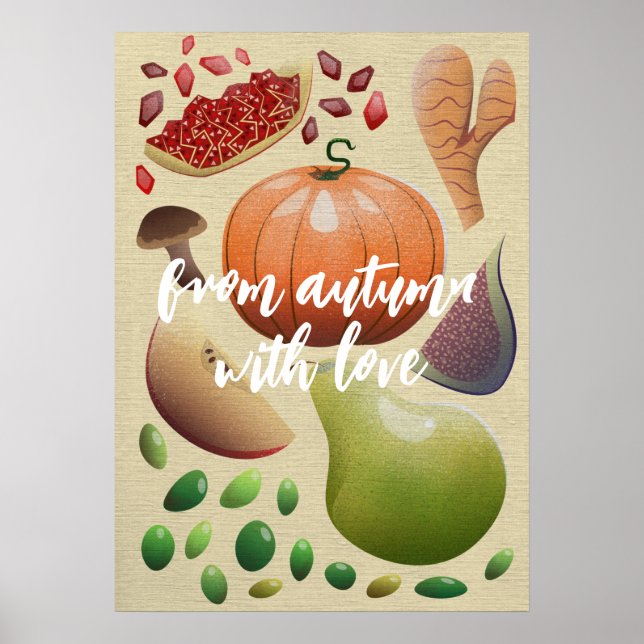 Poster Fruits et légumes de la saison d'automne (Devant)