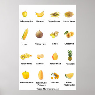 Poster Fruits et légumes jaunes