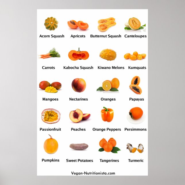 Poster Fruits et légumes orange (Devant)