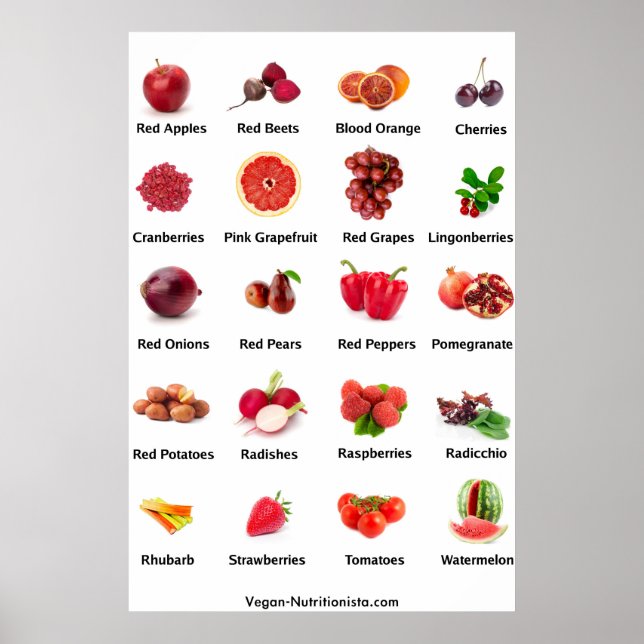 Poster Fruits et légumes rouges (Devant)
