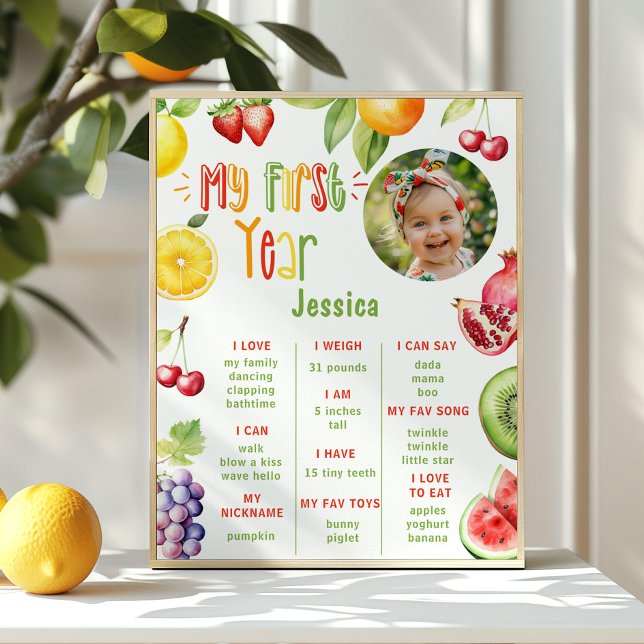 Poster Fruits été 1er anniversaire photo jalon (Créateur téléchargé)