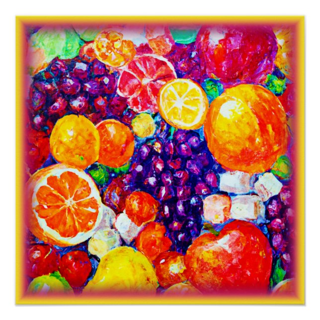 Poster "Fruits frais Motif" Cute Art. Acheter Maintenant (Devant)