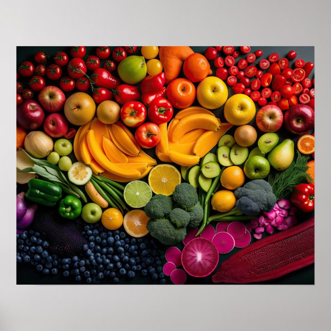Poster Fruits Légumes Aliments sains Nutrition Santé (Devant)