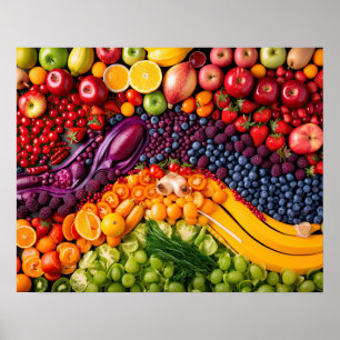 Poster Fruits Légumes Aliments sains Nutrition Santé