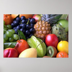 Poster Fruits tropicaux colorés
