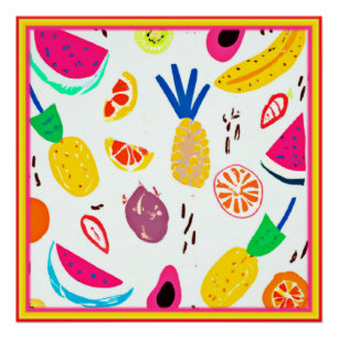 Poster Fruits tropicaux de base Art Motif. Acheter mainte