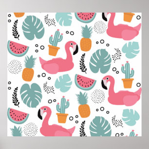 Poster Fruits tropicaux : motif répétitif.