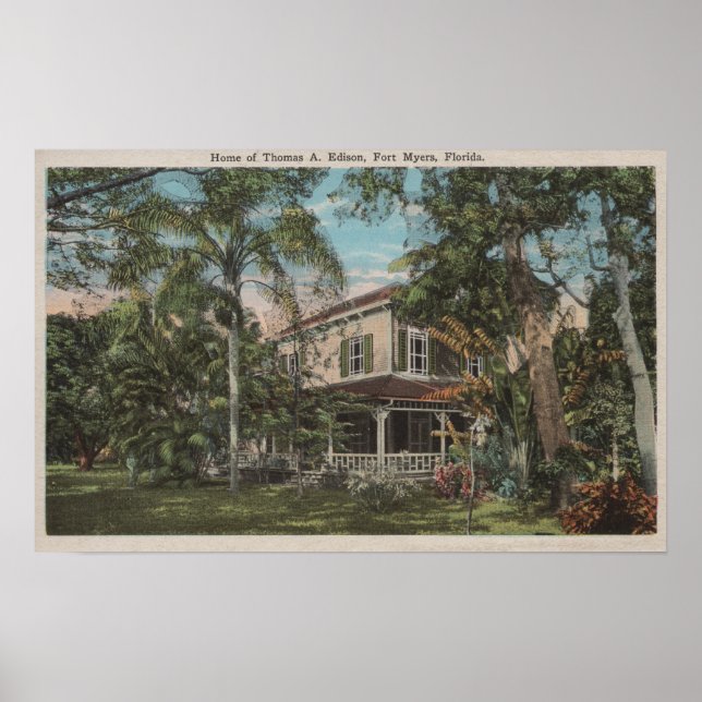 Poster Ft. Myers, Floride - Vue de Thomas Edison House (Devant)