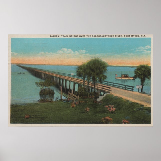Poster Ft. Myers, Floride - Vue du pont du sentier Tamiam (Devant)