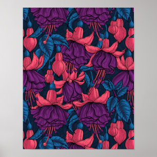 Poster Fuchsia en bleu et violet