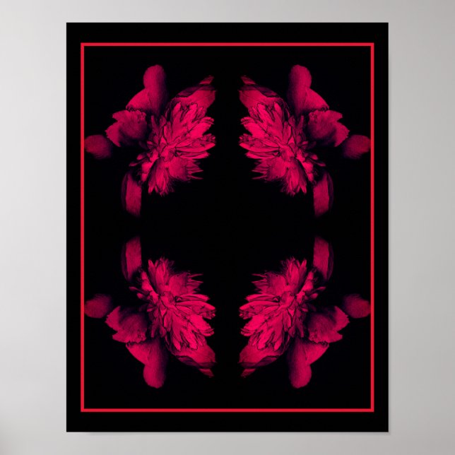 Poster Fuchsia Peony Art Floral Abstrait (Devant)