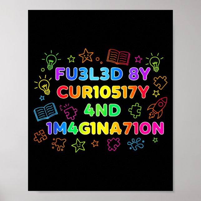 Poster Fueled By Curiosity And Imagination Kids Teens Fun (Devant)
