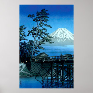 Poster Fuji au clair de lune Kawaibashi, Hasui Kawase