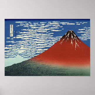 Poster Fuji rouge de Katsushika Hokusai