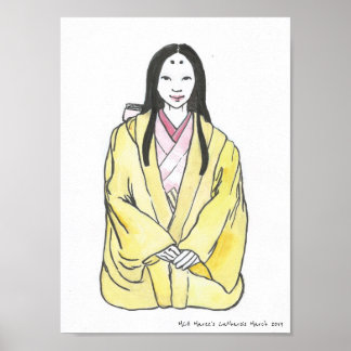Poster Fujiwara Lady - Ancienne mode japonaise historique