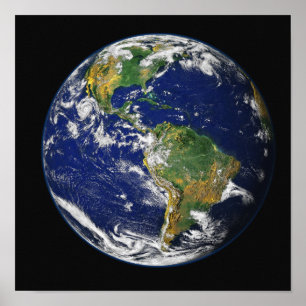 Poster Full Earth showing the western hemisphere