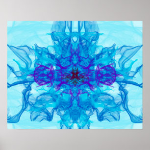 Poster FUMÉE BLEUE - Art Fractal -