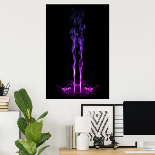 Poster Fumée de dragon noir et violet