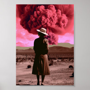 Poster Fumée rose dystopie vintage