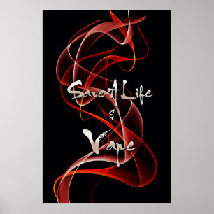 Poster Fumée Rouge Blanc Sauver Une Vie Et Vape Imprimer