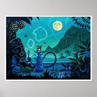 Poster 'Fumée soufflante sur la côte Turquoise' imprimé t