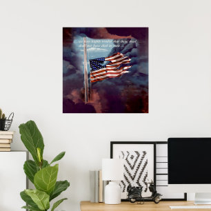 Poster Fumée tombée mais pas oubliée et drapeau déchiré