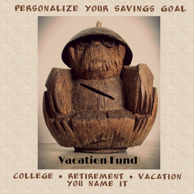 Poster Fun Carved Coconut Monkey Bank Kitsch Photographie (Créateur téléchargé)