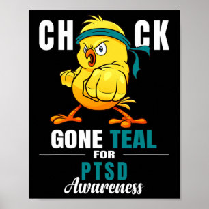 Poster Fun Chick Gone Turquoise Ruban Chicken Warrier Pts