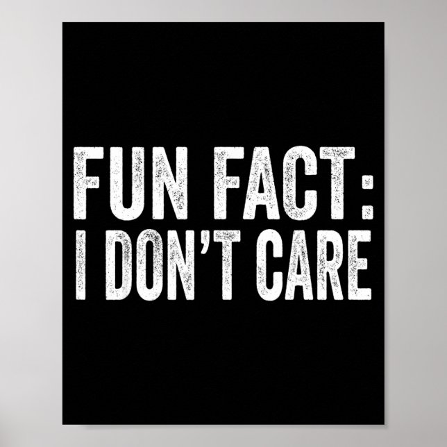 Poster Fun Fact I Don't Care Funny Men Women Sarcastic  (Devant)