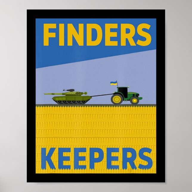 Poster Fun Farmer Tractor Ukraine Drapeau Support Finders (Devant)