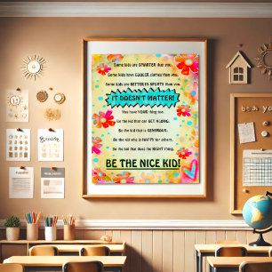Poster Fun Floral Nice école pour enfants Inspirivé
