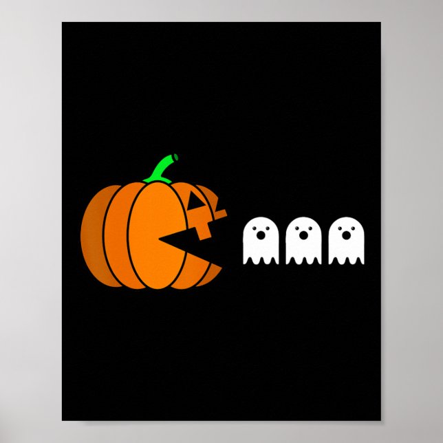 Poster Fun Halloween Citrouille manger Ghost (Devant)