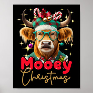 Poster Fun Highland Cow Moey Noël Scottish Family G