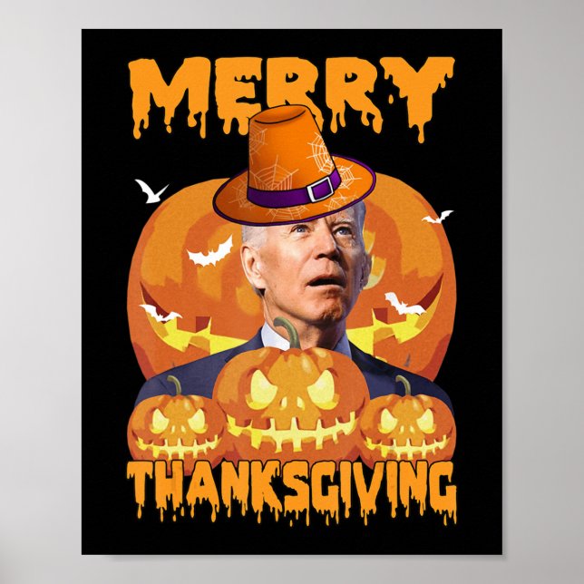 Poster Fun Joe Biden Confond Joyeux Thanksgiving Hall (Devant)