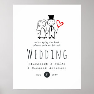 Poster Fun Marié Groom Mariage rustique Inviter Personnag