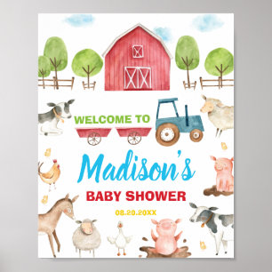 Poster Fun Party Barnyard Baby shower animal de ferme Bie
