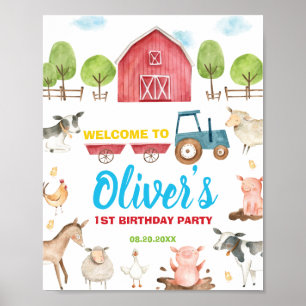Poster Fun Party Barnyard Farm Animaux Anniversaire Bienv
