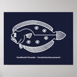 Poster Fun poisson de fond blanc sur le bleu profond