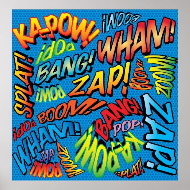 Poster Fun Retro Comic Book pop Art Sounds (Devant)