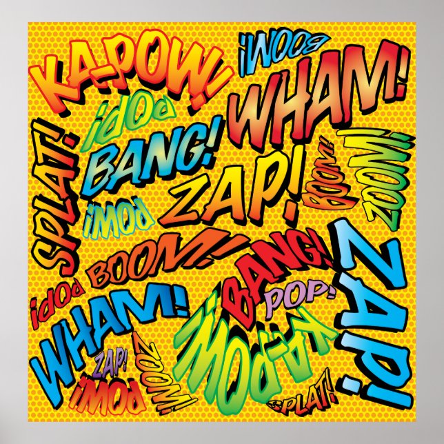 Poster Fun Retro Comic Book pop Art Sounds (Devant)